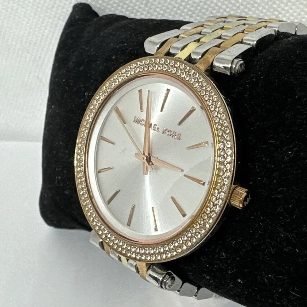 Michael Kors Darci MK3203 Women's Tri-Tone Glitz Analog Dial Quartz Watch NUL27